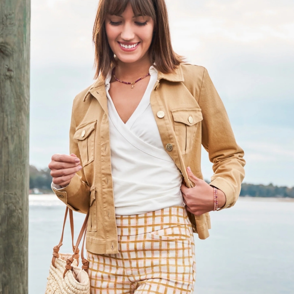 SPARTINA 449 Marlie Twill Jacket - Khaki (M)